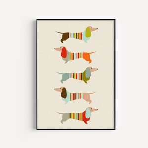 Mid Century Modern, Wall Art Print, Mid Century Print, Minimalist, Mid Century, Wall Art Prints, Dachshund, Wall Art, Sausage Dog, Prints image 1