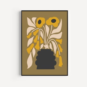 Mid Century Modern Print, Retro Wall Art, Mid Century Print, Flower Print, Green Print, Mid Century Poster, Retro Flower Print, Flower Power