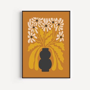 Mid Century Modern, Orange Print, Wall Art Print, Orange Flower Print, Art Print, Orange, Mid Century, Orange Wall Art, Minimalist Print