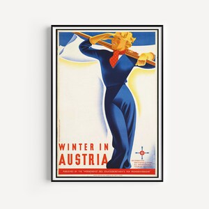 Austria Poster, Austria Print, Wall Art Prints, Skiing Print, Vintage Travel Poster, Travel Print, Austria, Wall Art, Travel Poster, Art