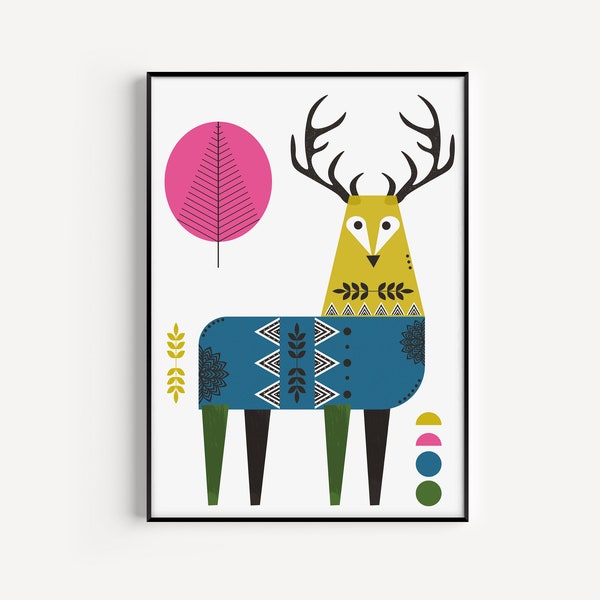 Stag Wall Art, Nordic Wall Art, Stag Print, Wall Art Print, Nordic Print, Scandinavian Print, Wall Art, Fine Art Print, Scandinavian, Prints