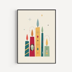 Christmas Print, Candle Print, Mid Century Modern, Mid Century Christmas, Christmas, Prints, Mid Century Print, Mid Century, Wall Art Print