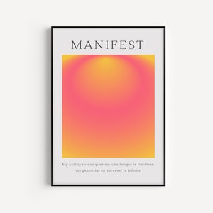 Manifest Wall Art Positive Affirmation Aura Print Gradient Print Self Love Positivity Affirmation Quote Angel Numbers Self Love Print