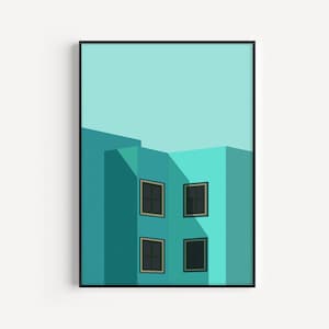 Wall Art, Prints, Architecture Print, House Print, Green, Poster, Wall Art Print, Modern Wall Art, Minimalist Print, Architecture, Art Print