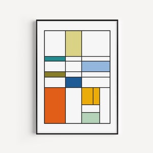 Wall Art Print, Abstract Wall Art, Mondrian Style, Wall Art, Minimalist Print, Abstract Print, Digital Print, Retro Wall Art, Minimalist Art