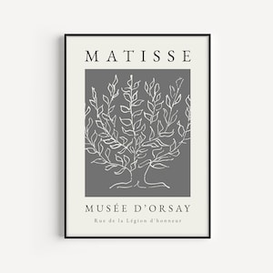 Grey Matisse Print, Tree Print, Boho Wall Art, Henri Matisse, Prints, Grey Wall Art, Minimalist, Grey, Wall Art Print, Matisse Tree Print