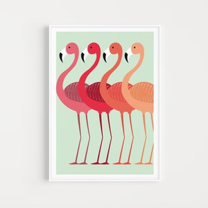 Wall Art Print, Flamingo Print, Flamingo Wall Art, Minimalist Print, Minimalist Art, Scandinavian Print, Wall Art, Flamingo Poster, Prints image 1