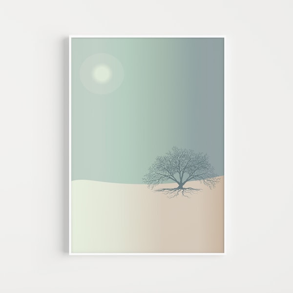 Tree Print, Wall Art Print, Minimalist Print, Tree Wall Art, Minimalist Art, Scandinavian Art, Minimalist, Blue Print, Scandinavian Print