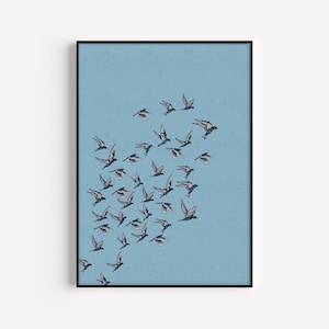 Blue Print, Bird Print, Wall Art Print, Blue Wall Art, Bird Wall Art, Prints, Minimalist, Bird, Art Print, Bird Flock Print, Wall Art, Blue