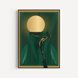 Art Deco Print, Green Print, Green Gold Print, Art Deco Wall Art, Art Deco, Green Art Deco, Deco, Prints, Green, Wall Art, Art Deco Poster
