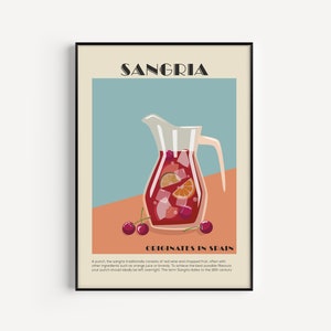 Sangria Print, Cocktail Print, Kitchen Print, Wall Art Print, Kitchen Wall Art, Punch Print, Cocktail Poster, Sangria, Cocktail Wall Art