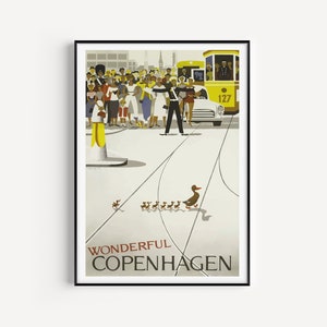 Cartel de Copenhague, Impresión de Copenhague, Impresiones de arte de pared, Cartel de viaje vintage, Impresión de viaje, Copenhague, Arte de pared, Cartel de viaje, Arte, Impresiones imagen 1