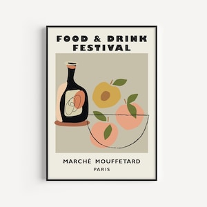 Food Market Print, Wall Art Print, Kitchen Print, Food Festival, Food Print, Minimalist, Food and Drink Print, Paris Print, New Home Gift