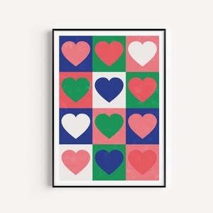 Heart Print, Wall Art Print, Minimalist Wall Art, Heart Poster, Art Print, Blue, Love Print, Wall Art, Pink, Scandinavian Print, Green, Art