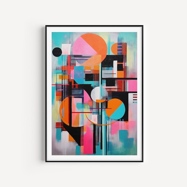 Colourful Print, Wall Art Print, Abstract Print, Neon Colour Print, Wall Art, Bright Wall Art, Bauhaus Print, Shapes Print, Fine Art Print