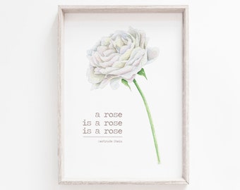 Wall Art Print, Rose Print, Flower Wall Art, White Wall Art, Flower Print, Rose Wall Art, White Print, Minimalist, White, Wall Art, Prints