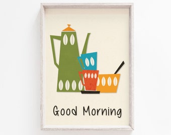 Kitchen Print, Quote Print, Wall Art, Kitchen Poster, Art Print, Good Morning, Prints, Kitchen Wall Art, Tea Wall Art, Wall Art Print, Art