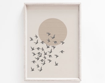 Bird Print, Minimalist Wall Art, Bird Wall Art, Prints, Minimalist Print, Scandinavian, Art Print, Beige, Wall Art Print, Minimalist Art