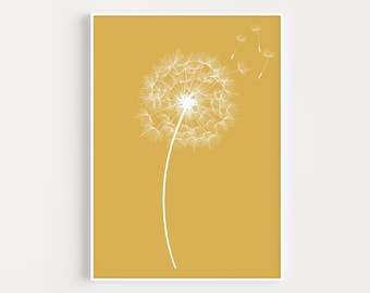 Yellow Print, Yellow Wall Art, Dandelion Print, Flower Print, Botanical Print, Wall Art Print, Yellow, Flower Wall Art, Minimalist Print