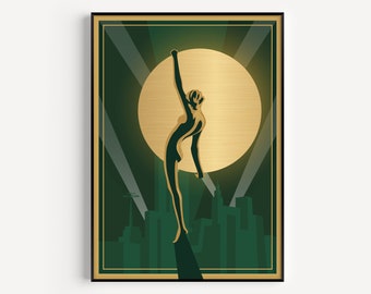 Art Deco Print, Green Gold, Art Deco Wall Art, Green Print, Art Deco, Green Art Deco, Deco, Prints, Green, Wall Art, Art Deco Poster