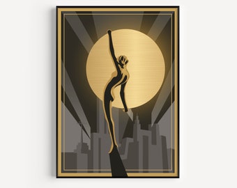 Art Deco Druck, Wandkunst, Art Deco Wandkunst, Schwarz und Gold Druck, Art Deco, Schwarz und Gold, Drucke, Luxe, Wandkunst, Art Deco Poster