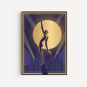 Art Deco Print, Art Deco, Wall Art Print, Art Deco Wall Art, Art Print, Art Deco, Blue and Gold, Prints, Luxe, Wall Art, Art Deco Poster