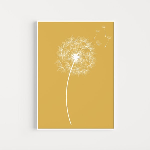 Yellow Print, Yellow Wall Art, Dandelion Print, Flower Print, Botanical Print, Wall Art Print, Yellow, Flower Wall Art, Minimalist Print