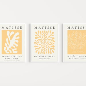 Wall Art Print, Yellow Print, Matisse, Set of Prints, Yellow Matisse, Matisse Prints, Boho Wall Art, Henri Matisse, Boho Print, Matisse Art
