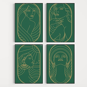 Art Deco, Set of Prints, Art Deco Wall Art, Green Print, Art Deco Prints, Wall Art Set, Green, Prints, Green Wall Art, Wall Art Prints