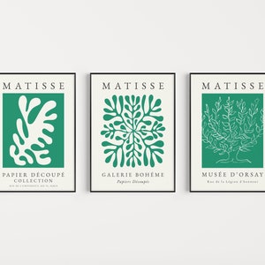 Wall Art Print, Matisse Print, Green Wall Art, Matisse Print Set, Boho Print, Set of Prints, Wall Art Set, Green Matisse, Green, Prints