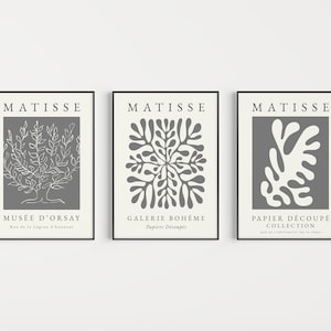 Matisse Print Set, Grey Print, Wall Art Print, Matisse, Set of Prints, Grey Matisse Print, Henri Matisse, Prints, Grey Wall Art, Matisse Art