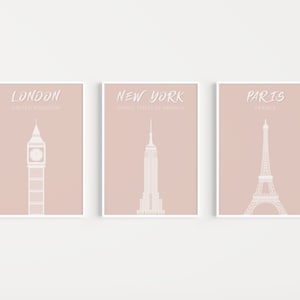 Set of 3 Prints, Wall Art Set, Travel Posters, New York Print, London Wall Art, Paris Poster, Travel Wall Art, New York Poster, Art