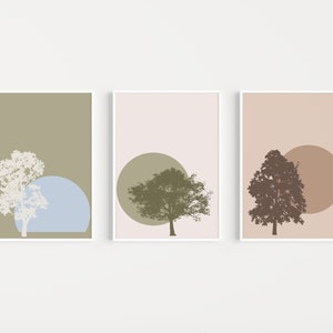 Tree Prints, Tree Wall Art Set, Set of Prints, Tree Wall Art, Wall Art Print, Art Print Set, Wall Art, Minimalist Prints, Green, Print Set