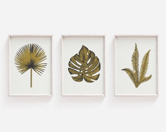 Wall Art Set, Botanical Prints, Yellow Wall Art, Wall Art Prints, Botanical Print Set, Set of Prints, Leaf Print Set, Yellow Prints, Prints
