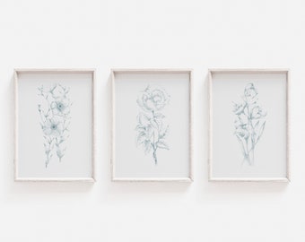 Set of Prints, Wall Art, Prints, Minimalist Prints, Flower Print, Minimalist Wall Art, Flowers, Wall Art Prints, Print Set, Flower Print Set