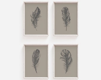 Feather Print Set, Wall Art, Set of Prints, Wall Art Set, Prints, Feather Wall Art, Wall Art Prints, Fine Art, Feather Prints, Large Prints