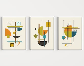 Mid Century Modern, Set of 3 Prints, Mid Century, Wall Art Set, Mid Century Prints, Wall Art Print, Retro Prints, Wall Art, Minimalist Print