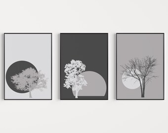 Set of Prints, Tree Print Set,  Minimalist Print, Black and White, Prints, Tree Wall Art, Wall Art Print, Wall Art Set, Tree Print, Wall Art