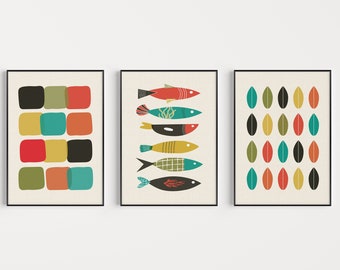Wall Art Set, Mid Century Modern, Set of Prints, Mid Century, Wall Art Print, Colorful, Wall Art, Minimalist Print, Minimalist, Scandinavian