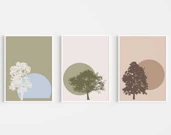 Tree Prints, Tree Wall Art Set, Set of Prints, Tree Wall Art, Wall Art Print, Art Print Set, Wall Art, Minimalist Prints, Green, Print Set