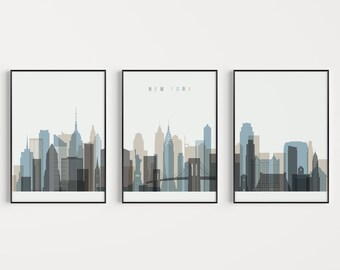 New York Print Set, Set of Prints, Travel Poster, New York Print, New York Wall Art, New York Poster, Wall Art Print, Art Print, New York