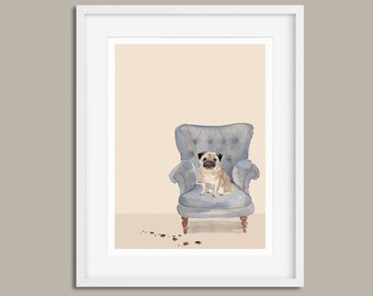 pug wall art etsy