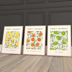 Fruit Print, Set of 3 Prints, Kitchen Print Set, Wall Art, Fruit Market Print, Food Prints, Kitchen Wall Art, Fruit Art Print image 6