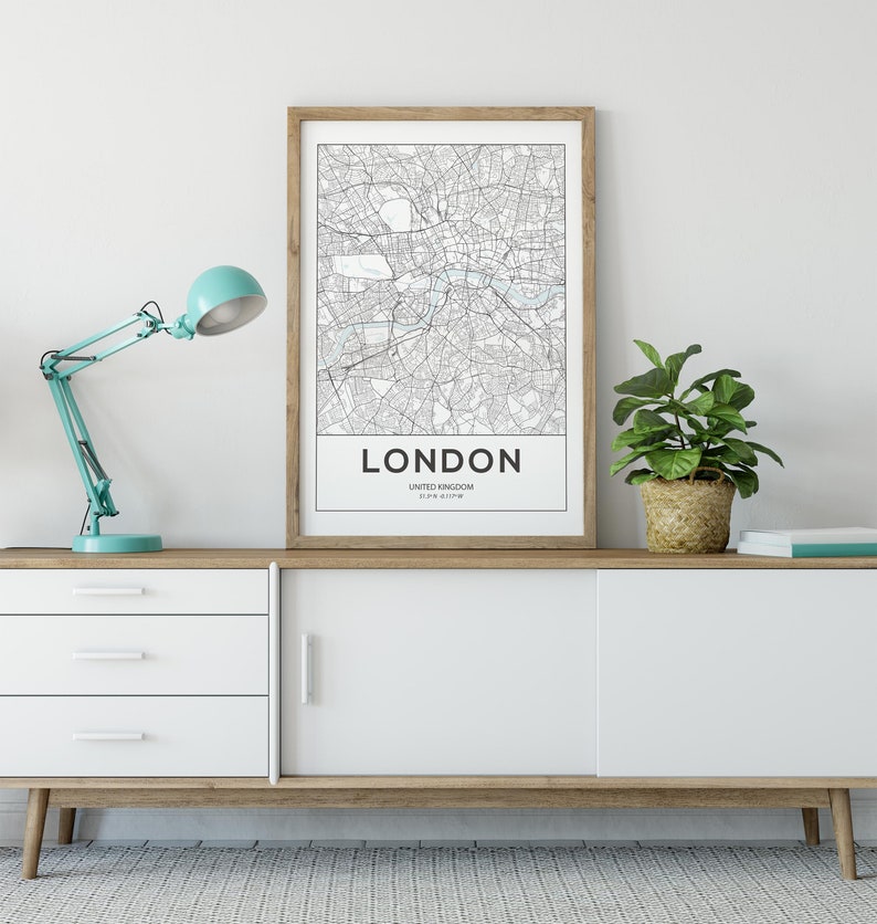 London Map Print Wall Art London Print London Map Poster Etsy