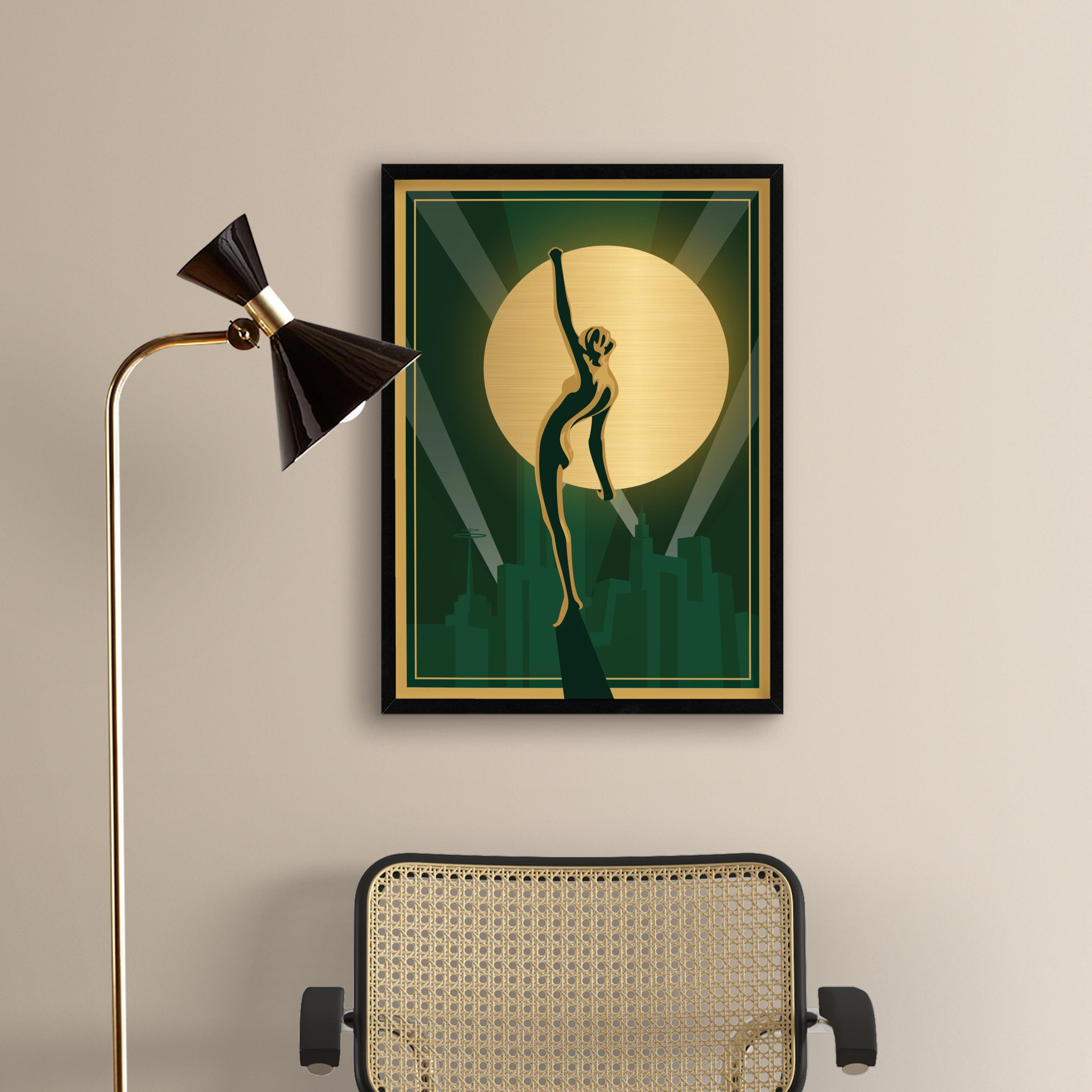 Art Deco Print Green Gold Art Deco Wall Art Green Print Etsy Australia