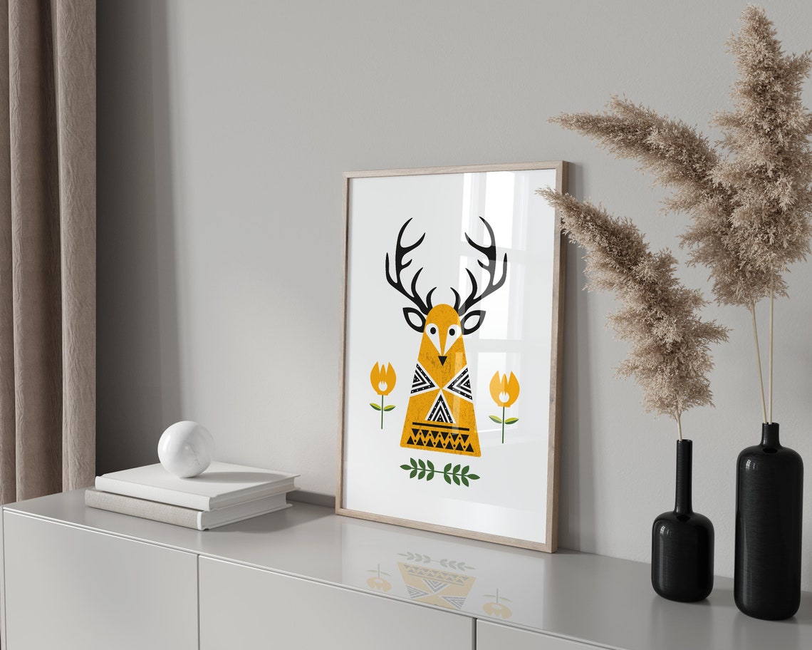 Stag Wall Art Stag Print Wall Art Print Scandinavian Print Etsy