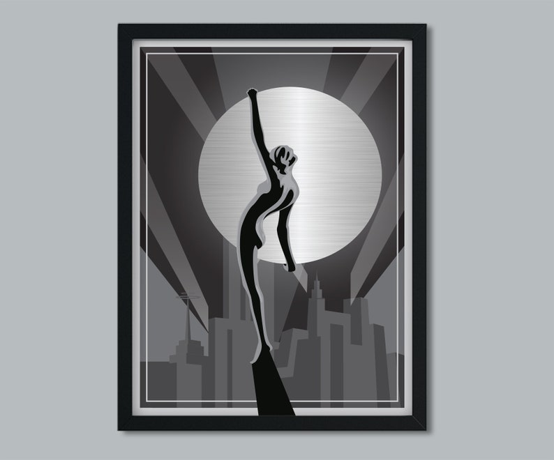 Art Deco Print Art Deco Wall Art Black Silver Print Art Etsy