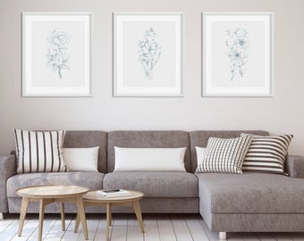 Set of Prints, Wall Art, Prints, Minimalist Prints, Flower Print, Minimalist Wall Art, Flowers, Wall Art Prints, Print Set, Flower Print Set