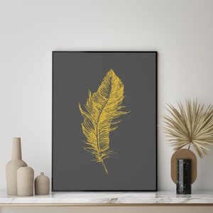 Wall Art Print, Feather Print, Feather Wall Art, Botanical Wall Art, Prints, Botanical Print, Wall Art Prints, Large Prints, Minimalist Art image 2