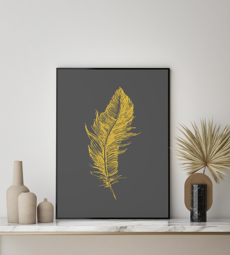 Wall Art Print, Feather Print, Feather Wall Art, Botanical Wall Art, Prints, Botanical Print, Wall Art Prints, Large Prints, Minimalist Art image 2